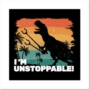 Im Unstoppable t-rex retro silhouette Grabbers Posters and Art